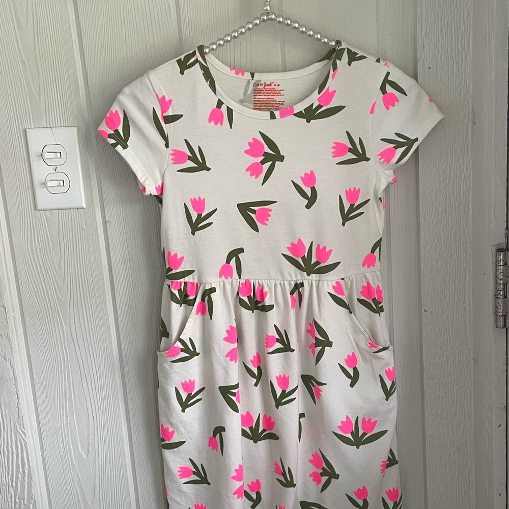Floral Kids Dress in Pink and Green